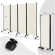 Pemberly Row 4 Panel Folding Room Divider 6FT Rolling Privacy Screen White