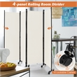Pemberly Row 4 Panel Folding Room Divider 6FT Rolling Privacy Screen White