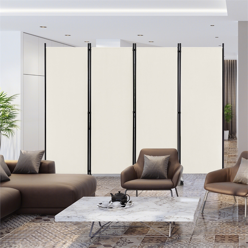 Pemberly Row 4 Panel Folding Room Divider 6FT Rolling Privacy Screen White