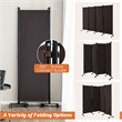 Pemberly Row 4 Panel Folding Room Divider 6FT Rolling Privacy Screen Brown