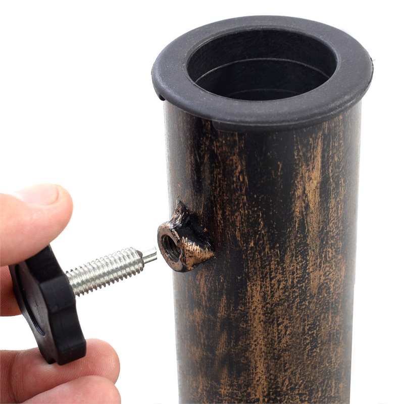 Pemberly Row Patio Outdoor Round Umbrella Base Stand Cast Iron Gold