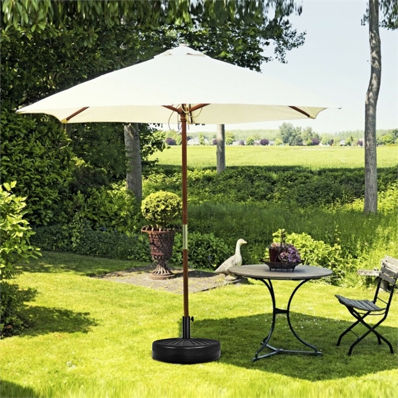 Pemberly Row 20'' Patio Round 23L Water Filled Umbrella Base Stand Black