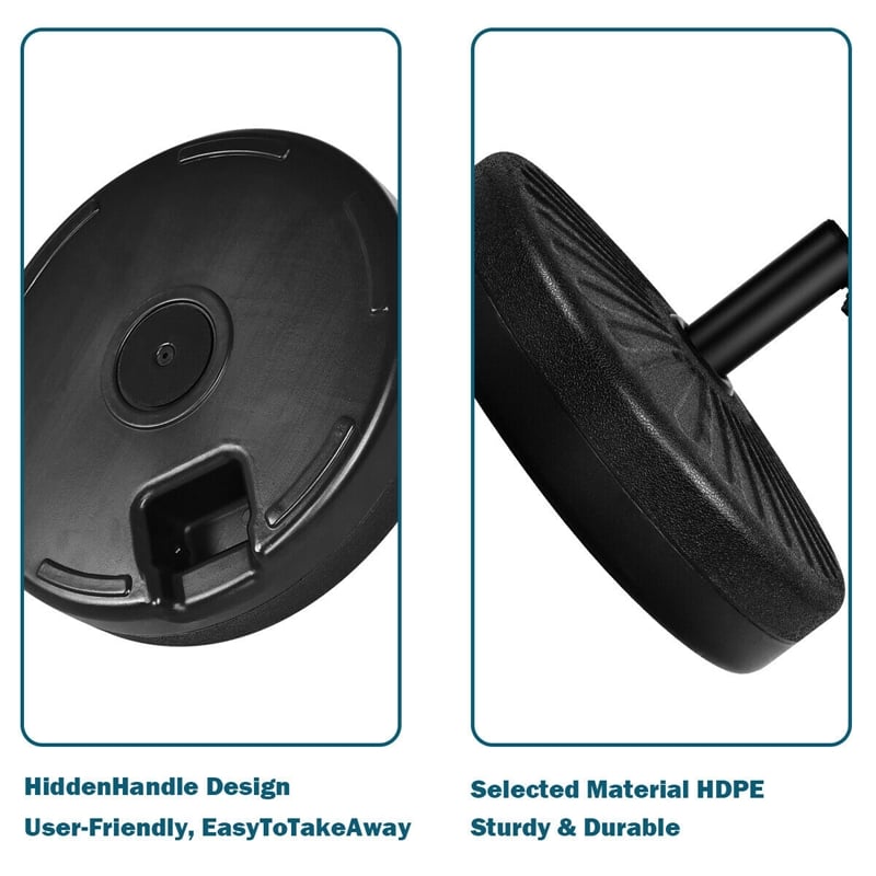 Pemberly Row 20'' Patio Round 23L Water Filled Umbrella Base Stand Black
