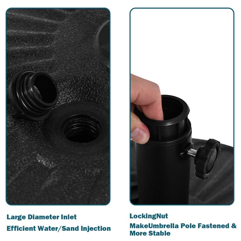 Pemberly Row 20'' Patio Round 23L Water Filled Umbrella Base Stand Black