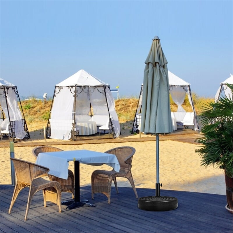 Pemberly Row 20'' Patio Round 23L Water Filled Umbrella Base Stand Black