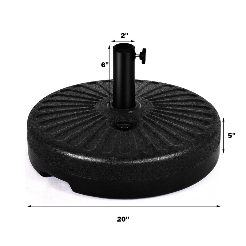 Pemberly Row 20'' Patio Round 23L Water Filled Umbrella Base Stand Black