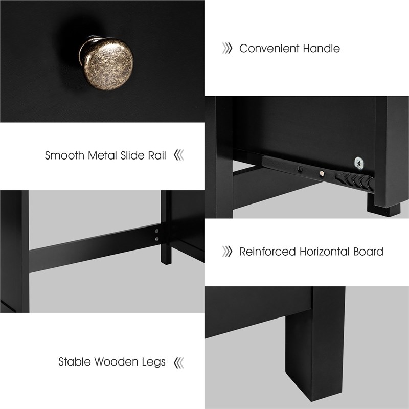 Pemberly Row Computer Desk Study Writing Home Office Workstation Black