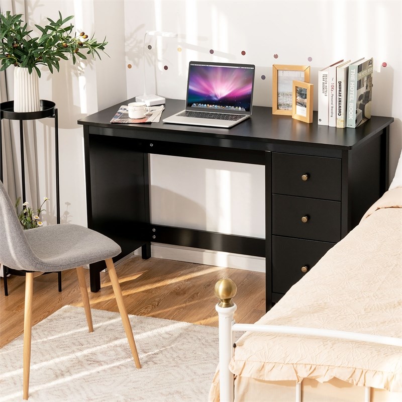 Pemberly Row Computer Desk Study Writing Home Office Workstation Black