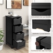Pemberly Row Bathroom Floor Cabinet Free Standing Storage Side Organizer Black