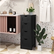 Pemberly Row Bathroom Floor Cabinet Free Standing Storage Side Organizer Black