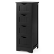Pemberly Row Bathroom Floor Cabinet Free Standing Storage Side Organizer Black