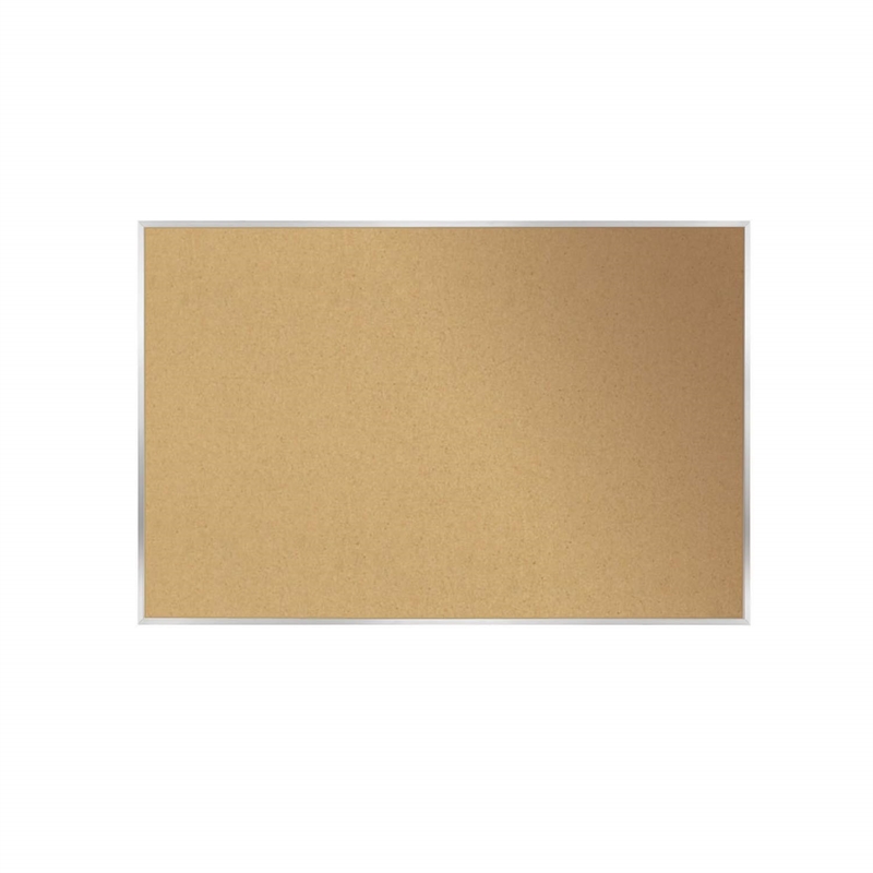 Pemberly Row Natural Cork Bulletin Board-Satin Aluminum Frame-4ft H x 7ft 4