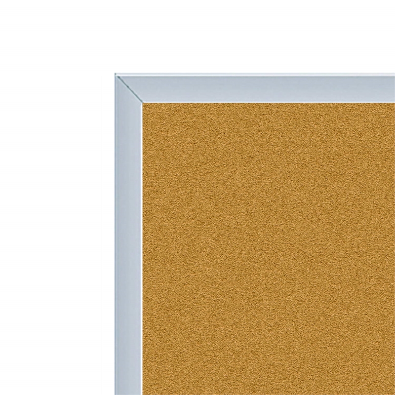 Pemberly Row Natural Cork Bulletin Board-Satin Aluminum Frame-4ft H x 7ft 4