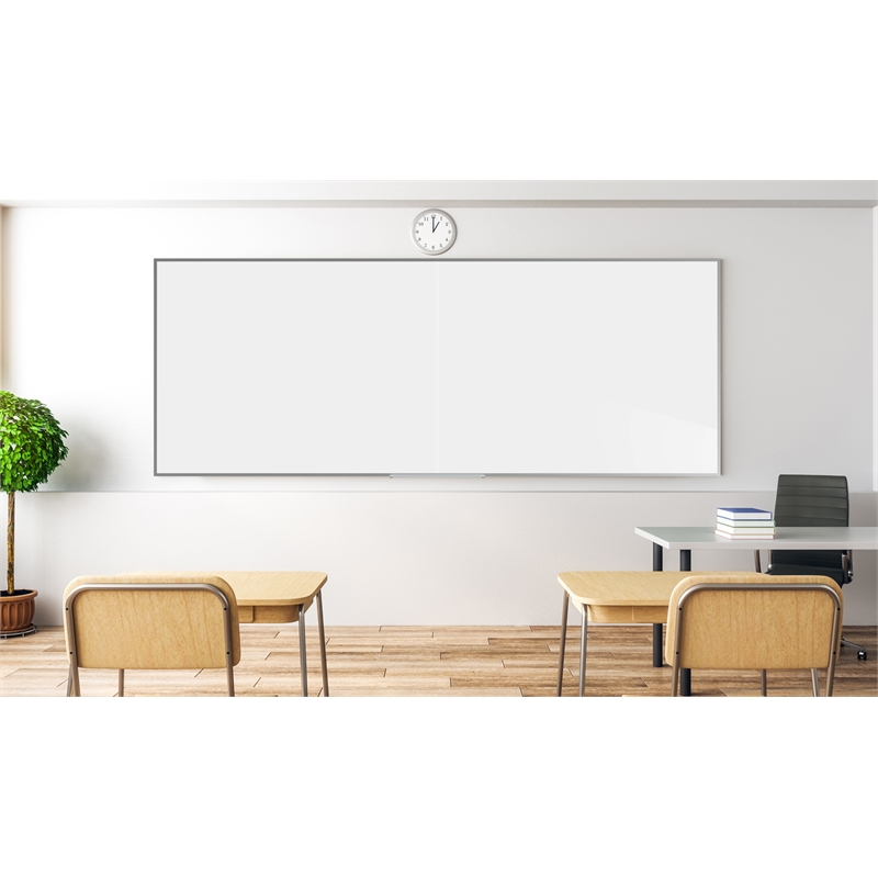 Pemberly Row 2-Pc Porcelain Magnetic Whiteboard-Aluminum Frame-4ft H x 10ft