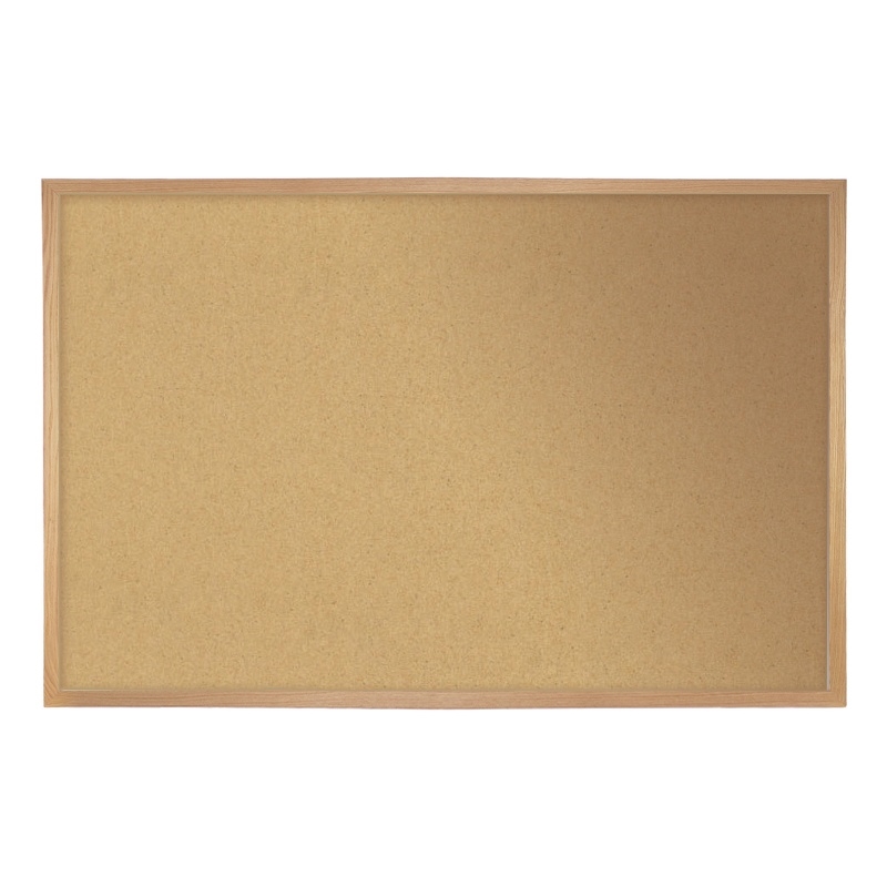 Pemberly Row Natural Cork Bulletin Board - Oak Wood Frame - 4ft H x 7ft 4