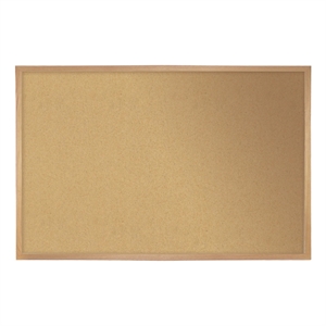 Pemberly Row Natural Cork Bulletin Board - Oak Wood Frame - 4ft H x 7ft 4&quotW