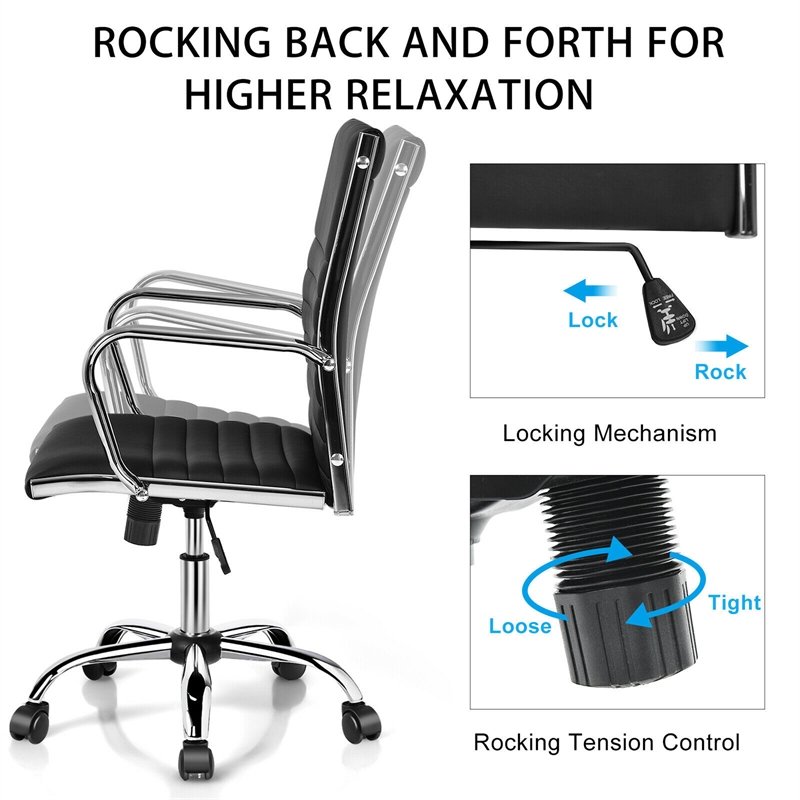 Pemberly Row PU Leather Office Conference Chair High Back w/Armrests Black