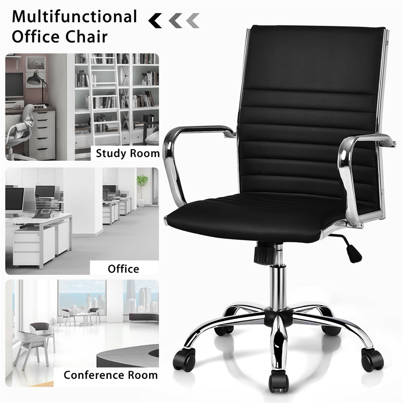 Pemberly Row PU Leather Office Conference Chair High Back w/Armrests Black