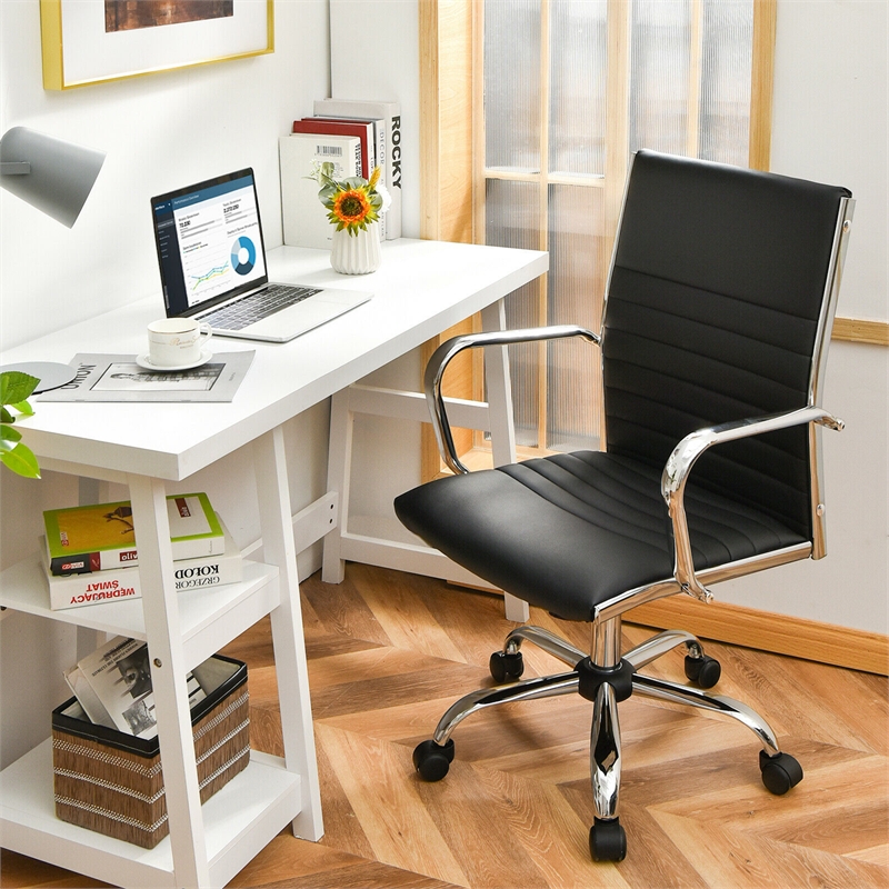 Pemberly Row PU Leather Office Conference Chair High Back w/Armrests Black