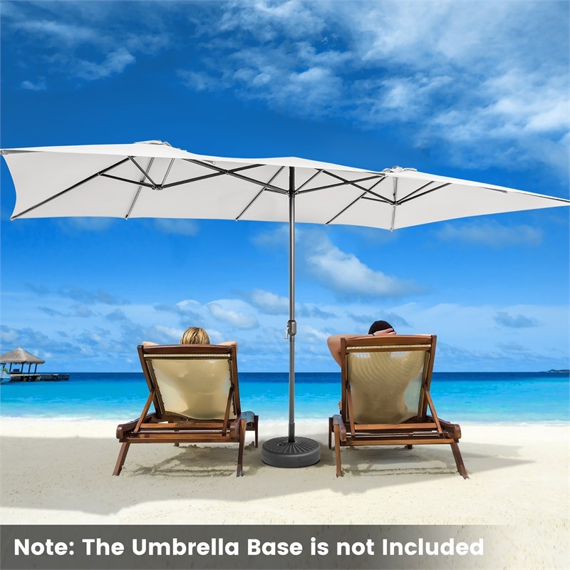 Pemberly Row 15FT Double Sided Large Patio Market Umbrella Twin Beige