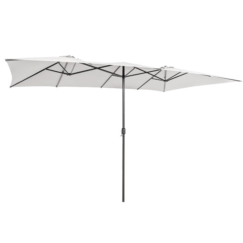 Pemberly Row 15FT Double Sided Large Patio Market Umbrella Twin Beige