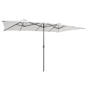 Pemberly Row 15FT Double Sided Large Patio Market Umbrella Twin Beige
