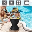 Pemberly Row 8 Gallon 3-1 Patio Rattan Cooler Bar Table Adjust Ice Bucket Black
