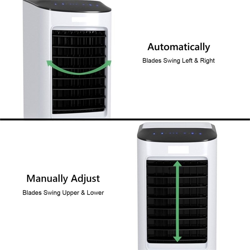 Pemberly Row Evaporative Portable Air Cooler Fan w/Filter Remote Control White