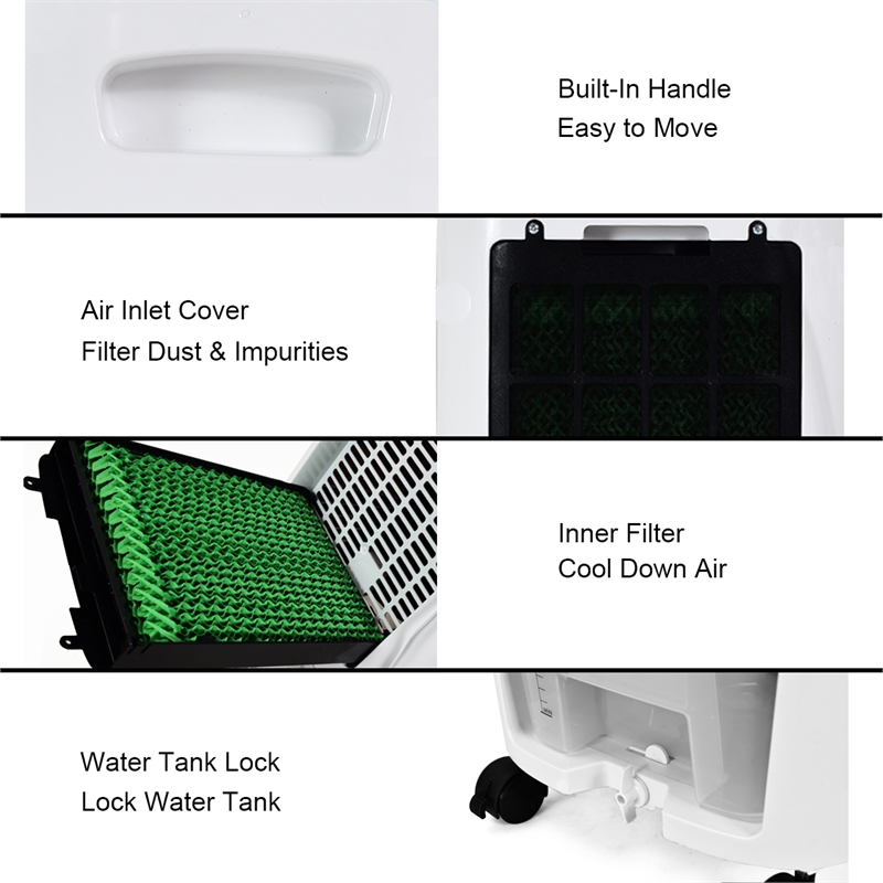 Pemberly Row Evaporative Portable Air Cooler Fan w/Filter Remote Control White