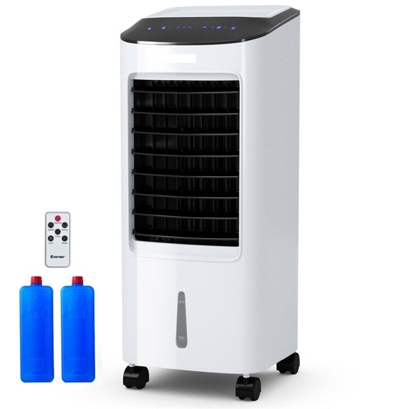Pemberly Row Evaporative Portable Air Cooler Fan w/Filter Remote Control White