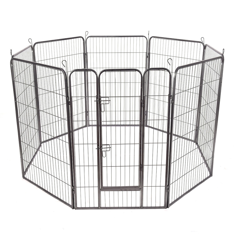 Pemberly Row Panel Pet Dog Playpen Door Exercise Kennel Fence Metal black