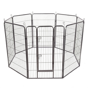 Pemberly Row Panel Pet Dog Playpen Door Exercise Kennel Fence Metal black
