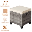 Pemberly Row 2PCS Patio Rattan Cushioned Ottoman Seat Foot Rest Beige