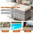 Pemberly Row 2PCS Patio Rattan Cushioned Ottoman Seat Foot Rest Beige