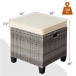 Pemberly Row 2PCS Patio Rattan Cushioned Ottoman Seat Foot Rest Beige