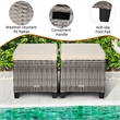 Pemberly Row 2PCS Patio Rattan Cushioned Ottoman Seat Foot Rest Beige