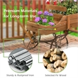 Pemberly Row Garden Plant Wooden Wagon Planter W/ Wheel Brown