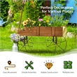 Pemberly Row Garden Plant Wooden Wagon Planter W/ Wheel Brown