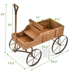 Pemberly Row Garden Plant Wooden Wagon Planter W/ Wheel Brown