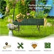 Pemberly Row Garden Plant Wooden Wagon Planter W/ Wheel Green