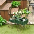 Pemberly Row Garden Plant Wooden Wagon Planter W/ Wheel Green