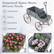 Pemberly Row Garden Plant Wooden Wagon Planter W/ Wheel Gray