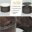 Pemberly Row Patio Rattan Daybed Cushioned Sofa Top Canopy Brown
