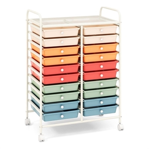 Pemberly Row 20 Drawers Rolling Cart Storage Studio Organizer Bins Macaron