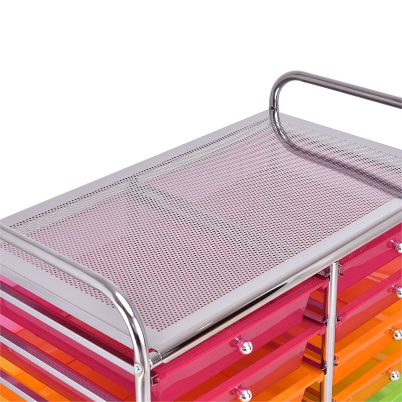 Pemberly Row 20 Drawers Rolling Cart Storage Studio Organizer Bins Colorful