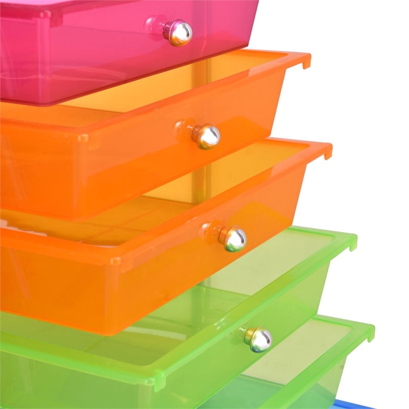 Pemberly Row 20 Drawers Rolling Cart Storage Studio Organizer Bins Colorful