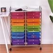 Pemberly Row 20 Drawers Rolling Cart Storage Studio Organizer Bins Colorful