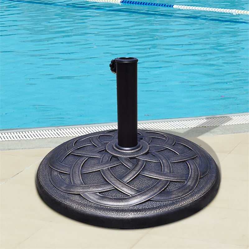 Pemberly Row Patio Round Umbrella Base Stand Market Standing Bronze