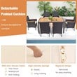 Pemberly Row 7 PCS Outdoor Dining Set with Umbrella Hole Brown Natural