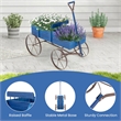 Pemberly Row Garden Plant Planter Wooden Wagon Planter W/ Wheel Blue